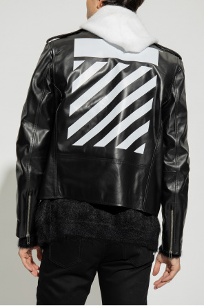 Off white leather hot sale biker jacket